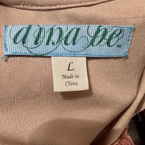 Dina Be Crochet Sleeveless Dress Sz L Rose Beige Lining Keyhole Back Button - Picture 6 of 8